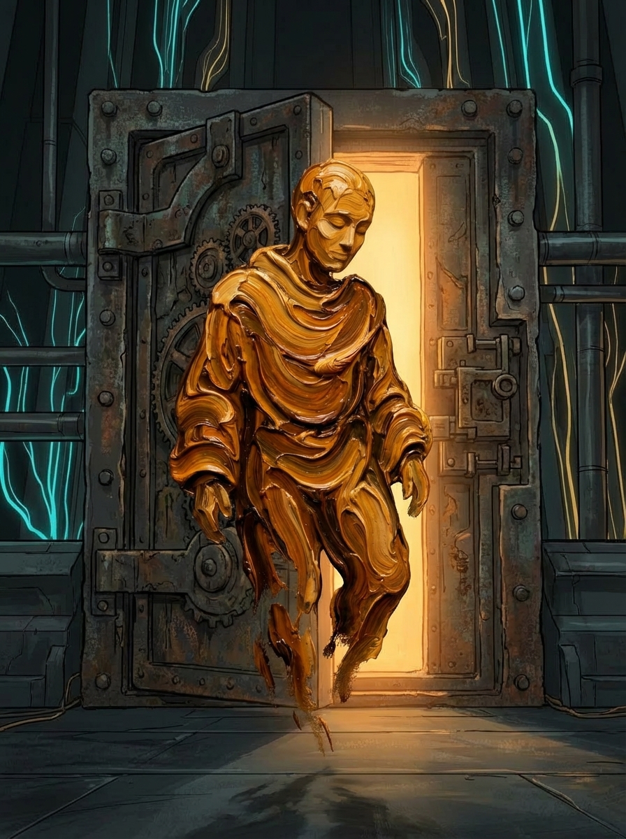 Rem leading the group through hidden pathways in the agent floors, pausing at the threshold of Floor 26.